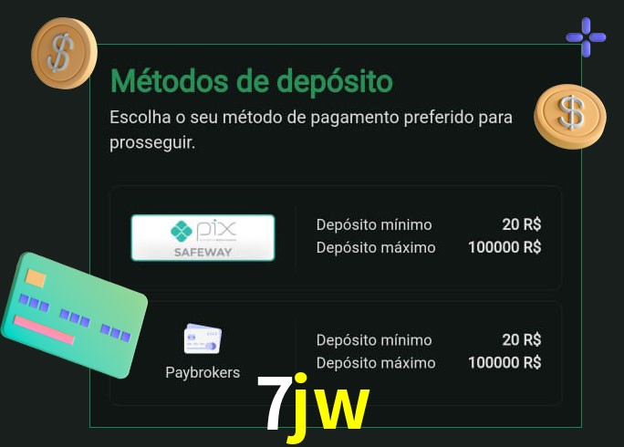 O cassino 7jw oferece uma grande variedade de métodos de pagamento